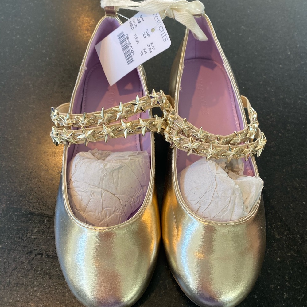 Crewcuts metallic gold Star ballet flats